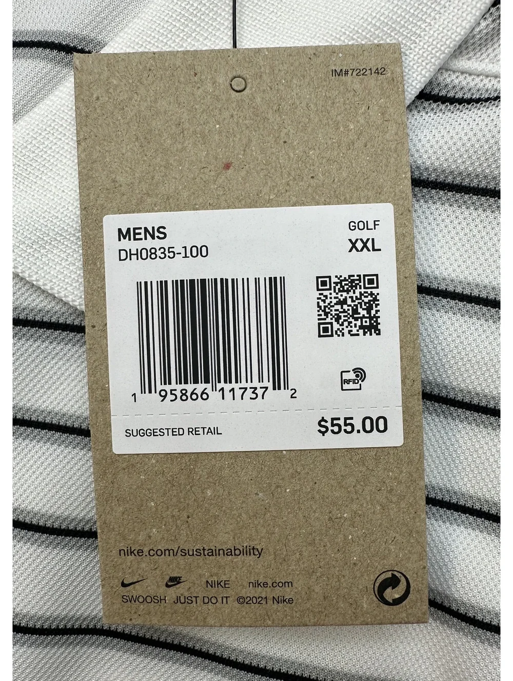 Nike Dri-FIT Victory Stripe Golf Polo Men XXL White Black DH0835-100 NWT